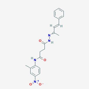 molecular formula C21H22N4O4 B449277 N-{4-nitro-2-methylphenyl}-4-[2-(1-methyl-3-phenyl-2-propenylidene)hydrazino]-4-oxobutanamide 