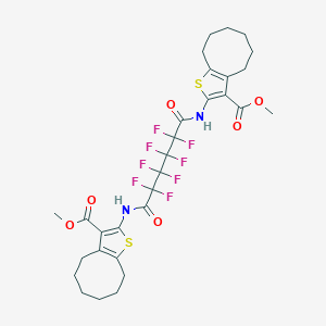 molecular formula C30H32F8N2O6S2 B449287 Methyl 2-[(2,2,3,3,4,4,5,5-octafluoro-6-{[3-(methoxycarbonyl)-4,5,6,7,8,9-hexahydrocycloocta[b]thien-2-yl]amino}-6-oxohexanoyl)amino]-4,5,6,7,8,9-hexahydrocycloocta[b]thiophene-3-carboxylate 