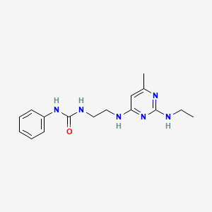 molecular formula C16H22N6O B4492883 N-(2-{[2-(ethylamino)-6-methyl-4-pyrimidinyl]amino}ethyl)-N'-phenylurea 