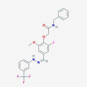 molecular formula C24H21F3IN3O3 B449306 N-benzyl-2-(2-iodo-6-methoxy-4-{2-[3-(trifluoromethyl)phenyl]carbohydrazonoyl}phenoxy)acetamide 