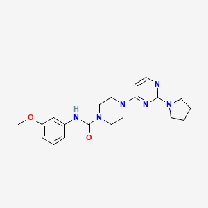 molecular formula C21H28N6O2 B4493296 N-(3-Methoxyphenyl)-4-[6-methyl-2-(pyrrolidin-1-YL)pyrimidin-4-YL]piperazine-1-carboxamide 