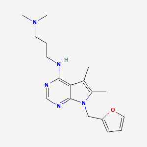 molecular formula C18H25N5O B4493306 N'-[7-(2-furylmethyl)-5,6-dimethyl-7H-pyrrolo[2,3-d]pyrimidin-4-yl]-N,N-dimethyl-1,3-propanediamine 