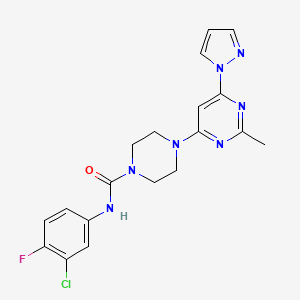 molecular formula C19H19ClFN7O B4493692 N-(3-chloro-4-fluorophenyl)-4-[2-methyl-6-(1H-pyrazol-1-yl)-4-pyrimidinyl]-1-piperazinecarboxamide 