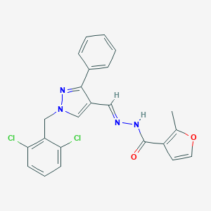 molecular formula C23H18Cl2N4O2 B449407 N'-{[1-(2,6-dichlorobenzyl)-3-phenyl-1H-pyrazol-4-yl]methylene}-2-methyl-3-furohydrazide 