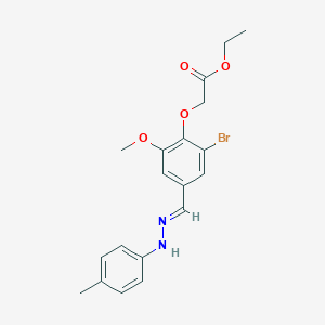 molecular formula C19H21BrN2O4 B449416 ethyl (2-bromo-6-methoxy-4-{(E)-[2-(4-methylphenyl)hydrazinylidene]methyl}phenoxy)acetate 