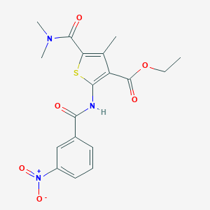 molecular formula C18H19N3O6S B449460 ethyl 5-[(dimethylamino)carbonyl]-2-({3-nitrobenzoyl}amino)-4-methyl-3-thiophenecarboxylate 
