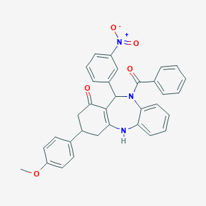 10-benzoyl-11-{3-nitrophenyl}-3-(4-methoxyphenyl)-2,3,4,5,10,11-hexahydro-1H-dibenzo[b,e][1,4]diazepin-1-one