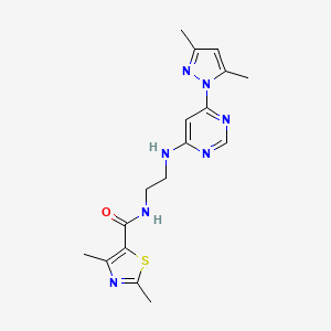 molecular formula C17H21N7OS B4494803 N-(2-{[6-(3,5-dimethyl-1H-pyrazol-1-yl)-4-pyrimidinyl]amino}ethyl)-2,4-dimethyl-1,3-thiazole-5-carboxamide 