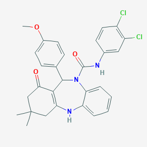 molecular formula C29H27Cl2N3O3 B449483 N-(3,4-dichlorophenyl)-6-(4-methoxyphenyl)-9,9-dimethyl-7-oxo-6,8,10,11-tetrahydrobenzo[b][1,4]benzodiazepine-5-carboxamide CAS No. 372507-36-3