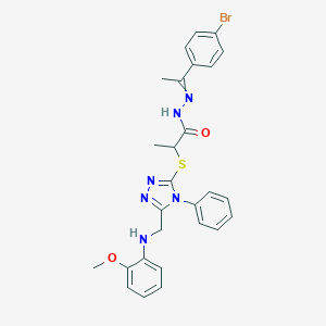 N'-[1-(4-bromophenyl)ethylidene]-2-({5-[(2-methoxyanilino)methyl]-4-phenyl-4H-1,2,4-triazol-3-yl}sulfanyl)propanohydrazide