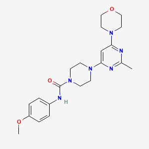 molecular formula C21H28N6O3 B4495431 N-(4-METHOXYPHENYL)-4-[2-METHYL-6-(MORPHOLIN-4-YL)PYRIMIDIN-4-YL]PIPERAZINE-1-CARBOXAMIDE 