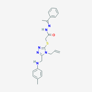 molecular formula C23H26N6OS B449556 2-{[4-allyl-5-(4-toluidinomethyl)-4H-1,2,4-triazol-3-yl]sulfanyl}-N'-(1-phenylethylidene)acetohydrazide 