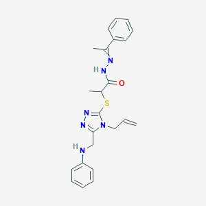 molecular formula C23H26N6OS B449562 2-{[4-allyl-5-(anilinomethyl)-4H-1,2,4-triazol-3-yl]sulfanyl}-N'-(1-phenylethylidene)propanohydrazide 