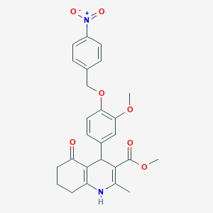 molecular formula C26H26N2O7 B449574 Methyl 4-[4-({4-nitrobenzyl}oxy)-3-methoxyphenyl]-2-methyl-5-oxo-1,4,5,6,7,8-hexahydro-3-quinolinecarboxylate 