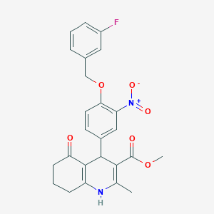 Methyl 4-{4-[(3-fluorobenzyl)oxy]-3-nitrophenyl}-2-methyl-5-oxo-1,4,5,6,7,8-hexahydro-3-quinolinecarboxylate