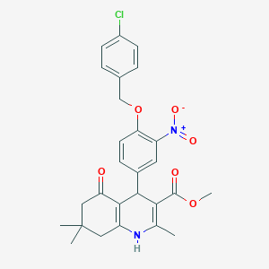 molecular formula C27H27ClN2O6 B449581 Methyl 4-{4-[(4-chlorobenzyl)oxy]-3-nitrophenyl}-2,7,7-trimethyl-5-oxo-1,4,5,6,7,8-hexahydro-3-quinolinecarboxylate 