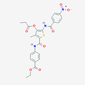 Ethyl 4-({[5-({4-nitrobenzoyl}amino)-3-methyl-4-(propionyloxy)-2-thienyl]carbonyl}amino)benzoate