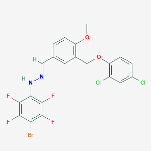 molecular formula C21H13BrCl2F4N2O2 B449593 3-[(2,4-Dichlorophenoxy)methyl]-4-methoxybenzaldehyde (4-bromo-2,3,5,6-tetrafluorophenyl)hydrazone 