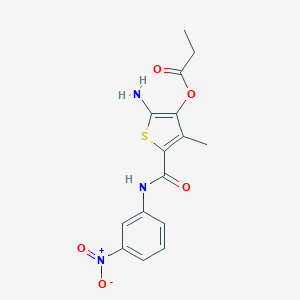 2-Amino-5-({3-nitroanilino}carbonyl)-4-methyl-3-thienyl propionate