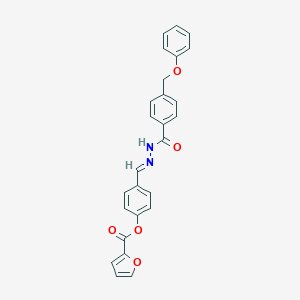 molecular formula C26H20N2O5 B449617 4-({(E)-2-[4-(PHENOXYMETHYL)BENZOYL]HYDRAZONO}METHYL)PHENYL 2-FUROATE 