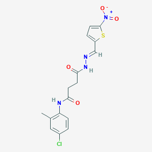 molecular formula C16H15ClN4O4S B449621 N~1~-(4-CHLORO-2-METHYLPHENYL)-4-{2-[(E)-1-(5-NITRO-2-THIENYL)METHYLIDENE]HYDRAZINO}-4-OXOBUTANAMIDE 