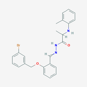 molecular formula C24H24BrN3O2 B449633 N'-({2-[(3-BROMOPHENYL)METHOXY]PHENYL}METHYLIDENE)-2-[(2-METHYLPHENYL)AMINO]PROPANEHYDRAZIDE 