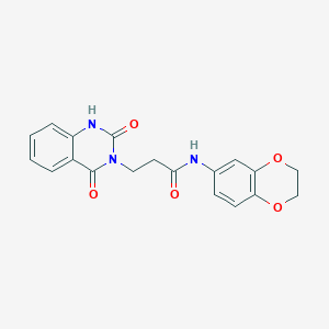 molecular formula C19H17N3O5 B4496396 N-(2,3-dihydro-1,4-benzodioxin-6-yl)-3-(2-hydroxy-4-oxoquinazolin-3(4H)-yl)propanamide 