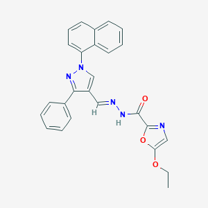 molecular formula C26H21N5O3 B449641 5-ethoxy-N'-{[1-(1-naphthyl)-3-phenyl-1H-pyrazol-4-yl]methylene}-1,3-oxazole-2-carbohydrazide 