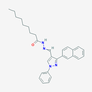molecular formula C29H32N4O B449647 N'~1~-{(E)-1-[3-(2-NAPHTHYL)-1-PHENYL-1H-PYRAZOL-4-YL]METHYLIDENE}NONANOHYDRAZIDE 