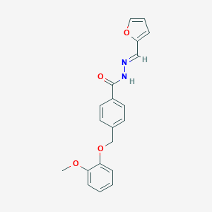 molecular formula C20H18N2O4 B449648 N'-(2-furylmethylene)-4-[(2-methoxyphenoxy)methyl]benzohydrazide 