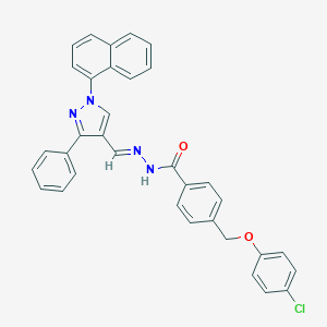 molecular formula C34H25ClN4O2 B449653 4-[(4-chlorophenoxy)methyl]-N'-{[1-(1-naphthyl)-3-phenyl-1H-pyrazol-4-yl]methylene}benzohydrazide 