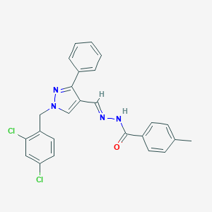 molecular formula C25H20Cl2N4O B449655 N'~1~-{(E)-1-[1-(2,4-DICHLOROBENZYL)-3-PHENYL-1H-PYRAZOL-4-YL]METHYLIDENE}-4-METHYLBENZOHYDRAZIDE 