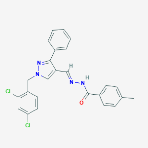 molecular formula C25H20Cl2N4O B449655 N'-{[1-(2,4-dichlorobenzyl)-3-phenyl-1H-pyrazol-4-yl]methylene}-4-methylbenzohydrazide 