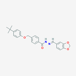 molecular formula C26H26N2O4 B449657 N'-(1,3-benzodioxol-5-ylmethylene)-4-[(4-tert-butylphenoxy)methyl]benzohydrazide 