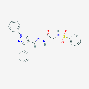molecular formula C25H23N5O3S B449664 N~1~-[2-(2-{(E)-1-[3-(4-METHYLPHENYL)-1-PHENYL-1H-PYRAZOL-4-YL]METHYLIDENE}HYDRAZINO)-2-OXOETHYL]-1-BENZENESULFONAMIDE 