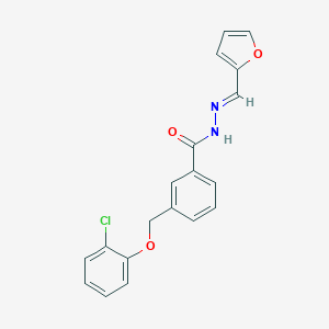 molecular formula C19H15ClN2O3 B449672 3-[(2-chlorophenoxy)methyl]-N'-(2-furylmethylene)benzohydrazide 