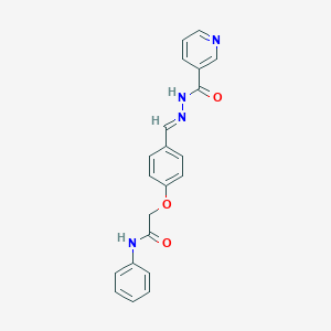 molecular formula C21H18N4O3 B449692 N-phenyl-2-(4-{(E)-[2-(pyridin-3-ylcarbonyl)hydrazinylidene]methyl}phenoxy)acetamide 