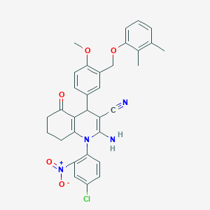 molecular formula C32H29ClN4O5 B449710 2-AMINO-1-(4-CHLORO-2-NITROPHENYL)-4-{3-[(2,3-DIMETHYLPHENOXY)METHYL]-4-METHOXYPHENYL}-5-OXO-1,4,5,6,7,8-HEXAHYDRO-3-QUINOLINECARBONITRILE 