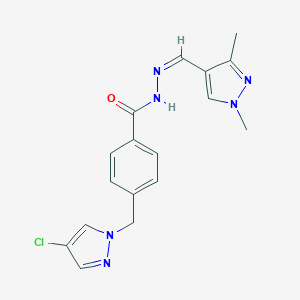 molecular formula C17H17ClN6O B449714 4-[(4-chloro-1H-pyrazol-1-yl)methyl]-N'-[(1,3-dimethyl-1H-pyrazol-4-yl)methylene]benzohydrazide 
