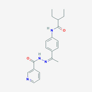 molecular formula C20H24N4O2 B449728 2-ethyl-N-{4-[N-(3-pyridinylcarbonyl)ethanehydrazonoyl]phenyl}butanamide 