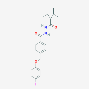 molecular formula C22H25IN2O3 B449750 N'~1~-{4-[(4-IODOPHENOXY)METHYL]BENZOYL}-2,2,3,3-TETRAMETHYL-1-CYCLOPROPANECARBOHYDRAZIDE 