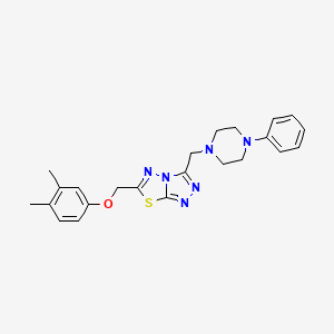 molecular formula C23H26N6OS B4497517 6-[(3,4-dimethylphenoxy)methyl]-3-[(4-phenyl-1-piperazinyl)methyl][1,2,4]triazolo[3,4-b][1,3,4]thiadiazole 