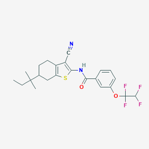molecular formula C23H24F4N2O2S B449763 N-[3-cyano-6-(2-methylbutan-2-yl)-4,5,6,7-tetrahydro-1-benzothiophen-2-yl]-3-(1,1,2,2-tetrafluoroethoxy)benzamide 