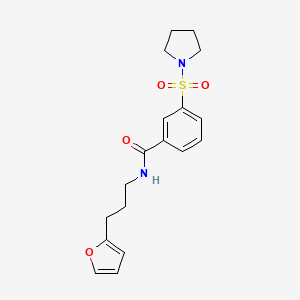molecular formula C18H22N2O4S B4498370 N-[3-(FURAN-2-YL)PROPYL]-3-(PYRROLIDINE-1-SULFONYL)BENZAMIDE 