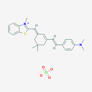 molecular formula C27H31ClN2O4S B044985 2-((E)-(3-((E)-4-(dimethylamino)styryl)-5,5-dimethylcyclohex-2-en-1-ylidene)methyl)-3-methylbenzo[d]thiazol-3-ium perchlorate CAS No. 120528-73-6