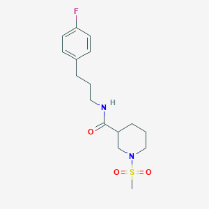 molecular formula C16H23FN2O3S B4498530 N-[3-(4-FLUOROPHENYL)PROPYL]-1-METHANESULFONYLPIPERIDINE-3-CARBOXAMIDE 