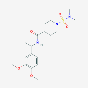 molecular formula C19H31N3O5S B4498693 N-[1-(3,4-dimethoxyphenyl)propyl]-1-(dimethylsulfamoyl)piperidine-4-carboxamide 