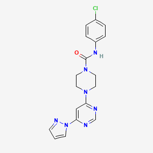 molecular formula C18H18ClN7O B4498757 N-(4-chlorophenyl)-4-[6-(1H-pyrazol-1-yl)-4-pyrimidinyl]-1-piperazinecarboxamide 
