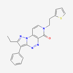 molecular formula C22H19N5OS B4498776 2-ethyl-3-phenyl-7-[2-(2-thienyl)ethyl]pyrazolo[5,1-c]pyrido[4,3-e][1,2,4]triazin-6(7H)-one 