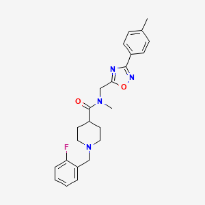 molecular formula C24H27FN4O2 B4498801 1-[(2-FLUOROPHENYL)METHYL]-N-METHYL-N-{[3-(4-METHYLPHENYL)-1,2,4-OXADIAZOL-5-YL]METHYL}PIPERIDINE-4-CARBOXAMIDE 